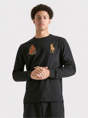 Polo by Ralph Lauren Black Tee with Gold Logo Tag